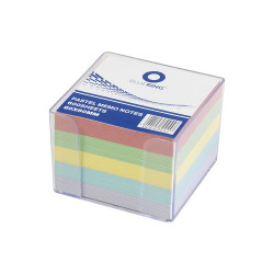 Kockatömb 8x8x6,5cm, ragasztás nélküli, transzparens tartóban színes pasztell 8x8x6,5cm, Bluering® Író- irodaszer, papíráru Bluering