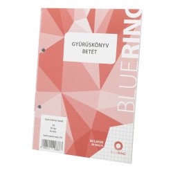 Gyűrűskönyv betét A5, 50lap Bluering® kockás Gyűrűskönyv betét, rovatoltpapír Bluering