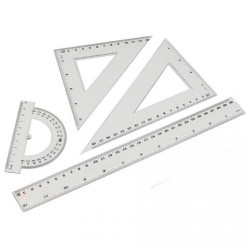 Vonalzókészlet, 30cm, vonalzó, szögmérő, 45° és 60° háromszög vonalzók 4 db/csom Író- irodaszer, papíráru Egyéb