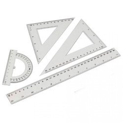Vonalzókészlet, 30cm, vonalzó, szögmérő, 45° és 60° háromszög vonalzók 4 db/csom Író- irodaszer, papíráru Egyéb