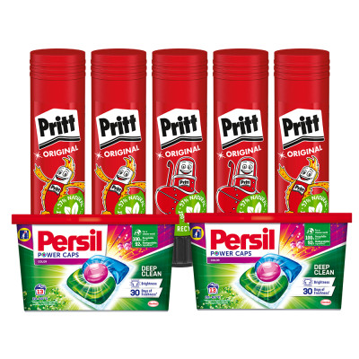 Ragasztóstift 43 g AKCIÓS CSOMAG + 2 db Persil Discs Color mosókapszula 100x43 g (10x10 db ) stift Pritt Ragasztóstift 43 g AKCIÓS CSOMAG + 2 db Persil Discs Color mosókapszula 100x43 g (10x10 db ) stift Pritt