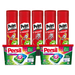 Ragasztóstift 43 g AKCIÓS CSOMAG + 2 db Persil Discs Color mosókapszula 100x43 g (10x10 db ) stift Pritt Javítás, ragasztás, csomagolás Pritt