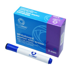 Táblamarker 3mm, mágneses, táblatörlővel multifunkciós Bluering® kék