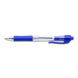 Golyóstoll 0,7mm, nyomógombos, gumírozott fogórész, kék átlátszó test, Bluering® R2, írásszín kék Golyóstoll Bluering