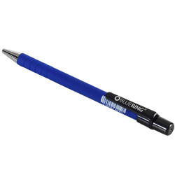 Golyóstoll nyomógombos, gumírozott kék test, Bluering® X6, írásszín kék Golyóstoll Bluering
