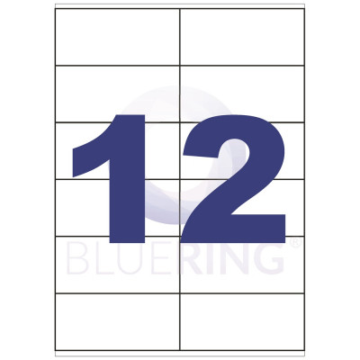 Etikett címke, 105x48mm, 100 lap, 12 címke/lap Bluering®