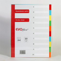 Elválasztólap, színes karton 10 részes 1-10-ig számozva Evoffice Elválasztó lap EVO