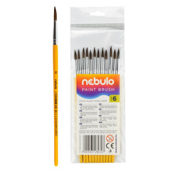 Ecset 6-os festett nyéllel 12 db/csomag, Nebulo Ecset Nebulo