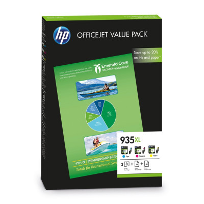 Hp 935XL/F6U78AE tintapatron + fotópapír CMY multipack ORIGINAL