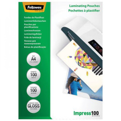 Lamináló fólia, A4, 100 mikron, fényes, 100 db/doboz, Fellowes® Irodatechnika, kellékei Fellowes