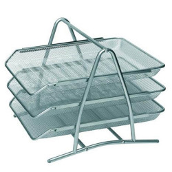 Fémhálós irattálca 3 szintes Bluering® ezüst
