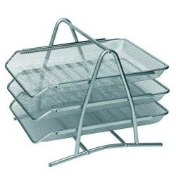 Fémhálós irattálca 3 szintes Bluering® ezüst