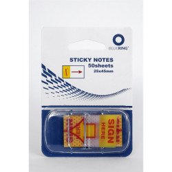 Jelölőcímke 25x45mm, 50lap, műanyag Bluering® aláírás ikon sárga