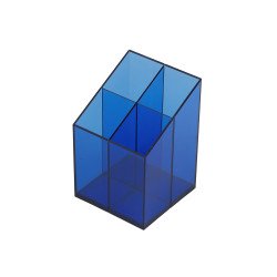 Írószertartó 4 rekeszes négyszögletű műanyag, Bluering® transzparens kék Író- irodaszer, papíráru Bluering