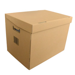 Archiváló konténer karton doboz fedeles 42x31x32cm, felfelé nyíló tetővel (kívül záródó) Bluering® barna Archiválás Bluering