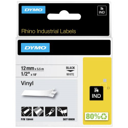 Feliratozógép szalag Dymo S0718600/18444 12mmx5,5m, ORIGINAL, fekete/fehér