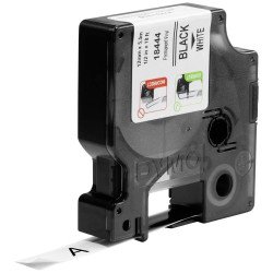 Feliratozógép szalag Dymo S0718600/18444 12mmx5,5m, ORIGINAL, fekete/fehér