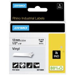Feliratozógép szalag Dymo S0718600/18444 12mmx5,5m, ORIGINAL, fekete/fehér