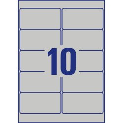 Etikett címke, 96x50,8mm, 20lap 10 címke/lap ipari ezüst poliészter Avery