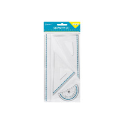 Vonalzókészlet, 30 cm egyenes vonalzó, szögmérő, 45° 14 cm és 60° 18 cm háromszög vonalzó, 4 db/bliszter Connect Író- irodaszer, papíráru Connect