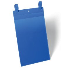 Dokumentum tároló zseb, A4, álló szalaggal, 50 db/csomag, Durable kék Bemutatótábla, mágneses info keret Durable