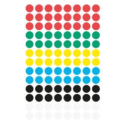 Etikett címke, o8mm, jelölésre, 6 klf. szín 104 címke/ív, 4 ív/doboz, Avery vegyes