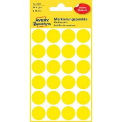 Etikett címke, o18mm, jelölésre, 24 címke/ív, 4 ív/doboz, Avery sárga Etikett - címke Avery
