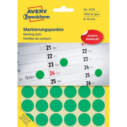 Etikett címke, o18mm, jelölésre, 24 címke/ív, 44 ív/doboz, Avery zöld Etikett - címke Avery