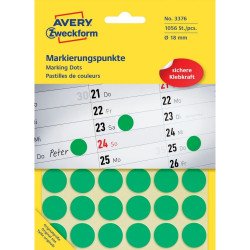 Etikett címke, o18mm, jelölésre, 24 címke/ív, 44 ív/doboz, Avery zöld Etikett - címke Avery