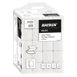 Kéztörlő 2 rétegű V hajtogatású 200 lap/csomag 20 csomag/karton Basic Handypack Katrin_35564 fehérített