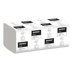 Kéztörlő 2 rétegű V hajtogatású 200 lap/csomag 20 csomag/karton Basic Handypack Katrin_35564 fehérített Higéniai papír Katrin