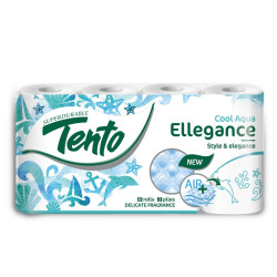 Toalettpapír (wc papír) 3 rétegű fehér, 150lap/tek, 8 tek/csom Tento Ellegance Cool Aqua Higéniai papír Tento