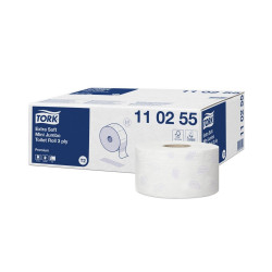 Toalettpapír 3 rétegű közületi átmérő: 18,7 cm 600 lap/120 m/tek 12 tek/karton Extra Soft Mini Jumbo Tork_110255 fehér Higéniai papír Tork