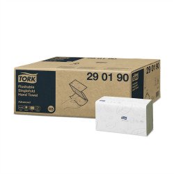 Kéztörlő 2 rétegű hajtogatott 250 lap/csomag 15 csomag/karton Advanced Flushable Singlefold Tork_290190 fehér