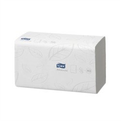 Kéztörlő 2 rétegű hajtogatott 250 lap/csomag 15 csomag/karton Advanced Flushable Singlefold Tork_290190 fehér