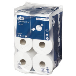 Toalettpapír 2 rétegű közületi átmérő: 14,9 cm 12 tekercs/karton laponkénti adagolású Mini Smart One® Tork_472193 fehér Higéniai papír Tork