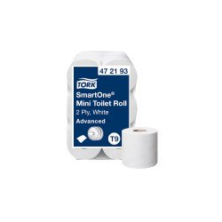 Toalettpapír 2 rétegű laponkénti átmérő: 14,9 cm 12 tekercs/karton Advanced Smart One® Mini Tork_472193 fehér