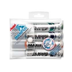 Táblamarker készlet, 2,5mm, kerek hegyű, Pentel Maxiflo, 4 klf. szín Író- irodaszer, papíráru Pentel