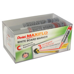 Táblamarker+törlő készlet 2,5mm, kerek hegyű, Maxiflo Pentel, 4 klf. szín Író- irodaszer, papíráru Pentel
