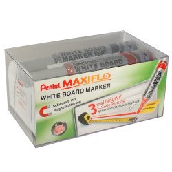 Táblamarker+törlő készlet 2,5mm, kerek hegyű, Maxiflo Pentel, 4 klf. szín Író- irodaszer, papíráru Pentel