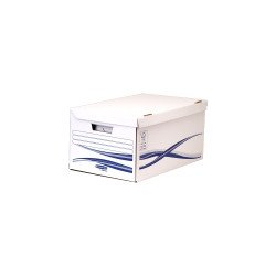 Archiváló konténer csapófedéllel, karton, 6 db A4+, 80mm, Archiváló dobozzal, Fellowes® Bankers Box Basic, kék-fehér Archiválás Fellowes