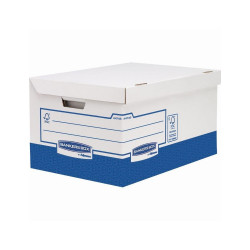 Archiváló konténer, karton, ultra erős, nagy, Fellowes® Bankers Box Basic, 10 db/csomag, kék-fehér Archiválás Fellowes