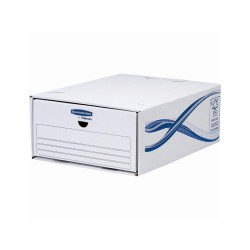 Fiókos irattároló, fiók, karton, 135 x 279 x 362 mm, Fellowes® Bankers Box Basic, 5 db/csomag, kék-fehér Fiókos irattároló, irattartó Fellowes