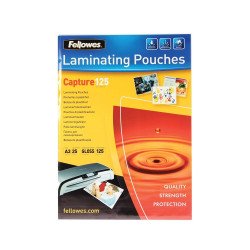 Lamináló fólia, A3, 125 mikron, fényes, 25 db/doboz, Fellowes® Irodatechnika, kellékei Fellowes