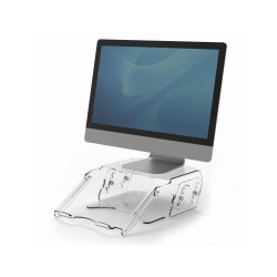 Monitorállvány, állítható, dokumentumtartóval, Fellowes® Clarity, átlátszó Monitor, tablet tartó Fellowes
