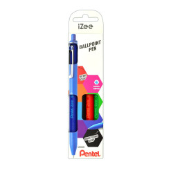 Golyóstoll nyomógombos 0,35mm, Pentel iZee 4 db-os kék,piros,fekete,zöld Golyóstoll Pentel