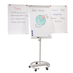 Flipchart tábla mobil 68x105cm, mágneses, 2 db segédkarral, 5 görgős Premium line Franken Flipchart tábla Franken