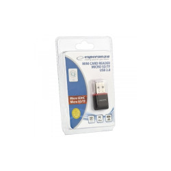 Adapter USB A 2.0 - Micro SD, fekete Kábel, elosztó Esperanza