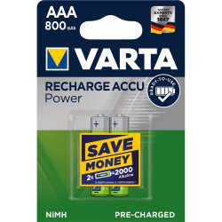 Elem tölthető akku AAA mikro 800 mAH Power 2 db/csomag, Varta Elem, akkumulátor, töltő Varta