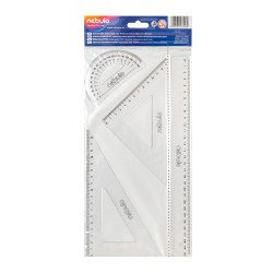 Vonalzókészlet, 4 db-os, 30 cm-es vonalzóval, Nebulo